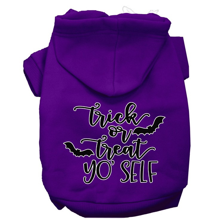 Trick or Treat Yo' Self Screen Print Dog Hoodie Purple XS